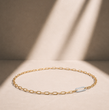 Classic Link Necklace with Pave Diamonds